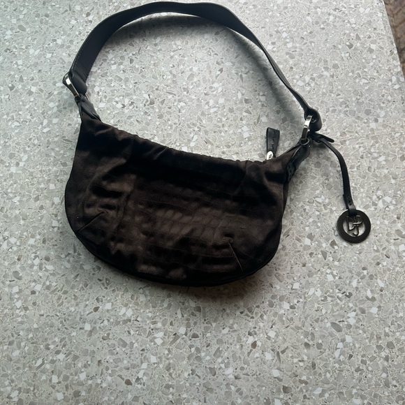 Y2K Vtg. Donald J Pliner Hobo Dark Brown
Satin w/ Leather Strap. - Picture 1 of 11